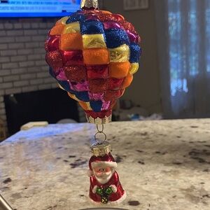 Harlequin Holiday Hot Air Balloon with Santa Ornament by Landmark Creations
